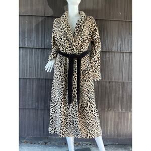 🔥Victoria’s Secret Faux Fur Leopard Print Long Robe Glam Luxe Mob Wife Sz XS/S